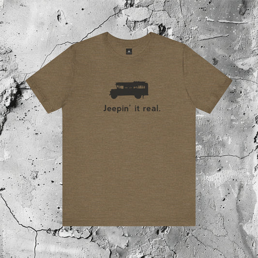Jeepin' It Real (B) | Graphic T-Shirt | Modern Filipino Clothing | HINIRANG. Elevate your style with our graphic t-shirt from Filipino clothing brand, Hinirang. This unisex classic fit features short sleeves, soft cotton, and a ribbed-knit collar. A cultural icon that embodies Filipino identity, values, and creativity. Wear the Philippine jeepney with pride!