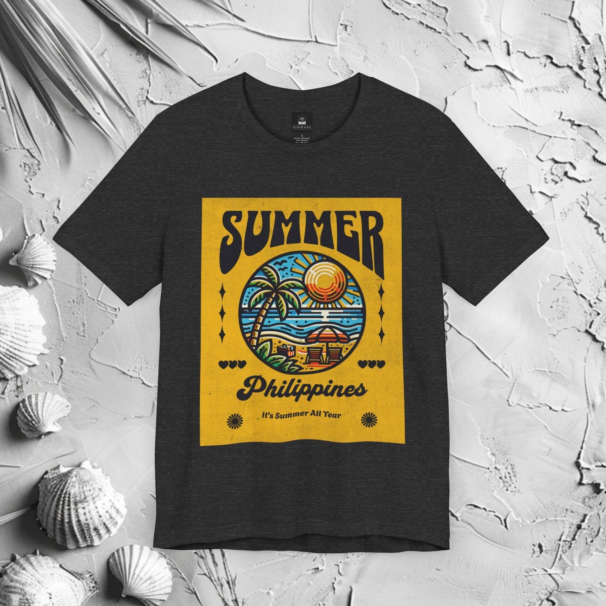 Graphic T-Shirt | Summer Philippines Graphic T-Shirt | Filipino Clothing Brand | HINIRANG. Capture the beauty of a tropical getaway with our Summer Philippines T-Shirt, a standout piece in modern Filipino clothing. Featuring a vibrant design inspired by golden sunsets and island vibes, it’s the perfect way to wear summer all year long.
