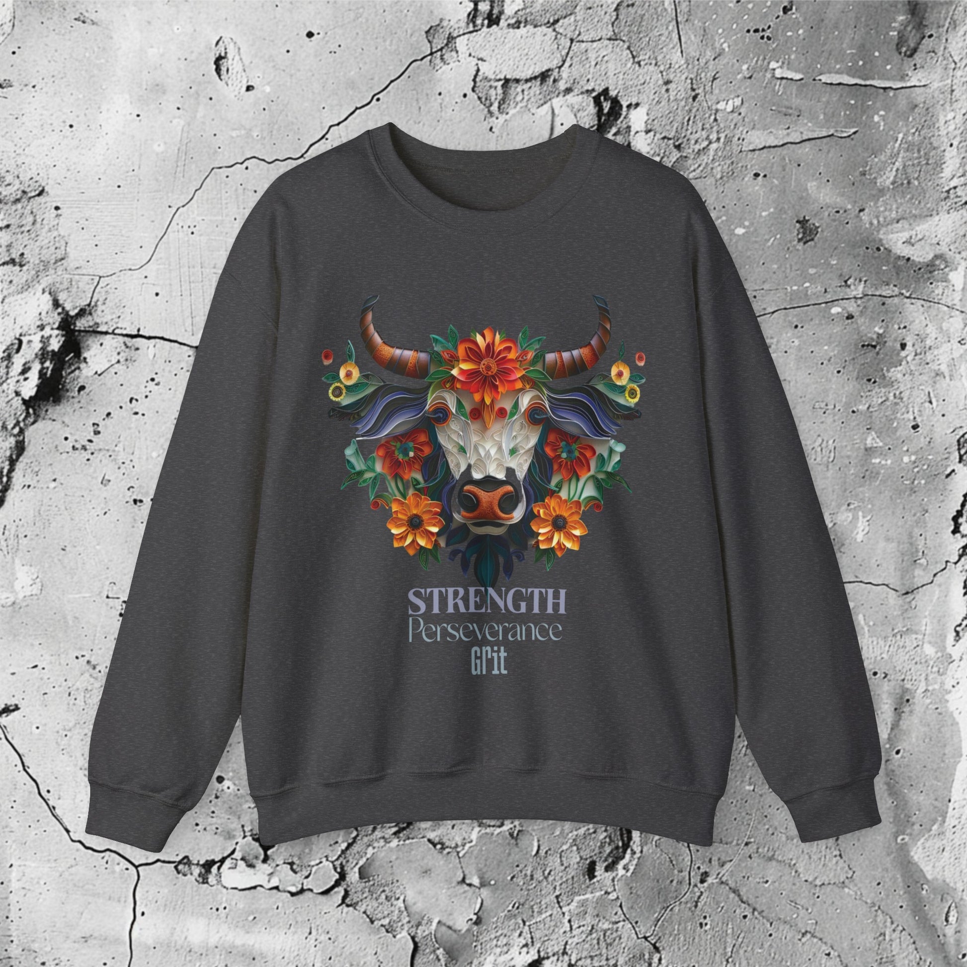 Mud Warrior Crewneck Sweatshirt | Modern Filipino Clothing | HINIRANG. Elevate your style with this Filipino clothing brand, unisex crewneck sweatshirt. The Philippine carabao is a cherished emblem of our roots, embodying strength, perseverance, grit, and a timeless bond with our land. A true mud warrior. Wear it everyday with pride!