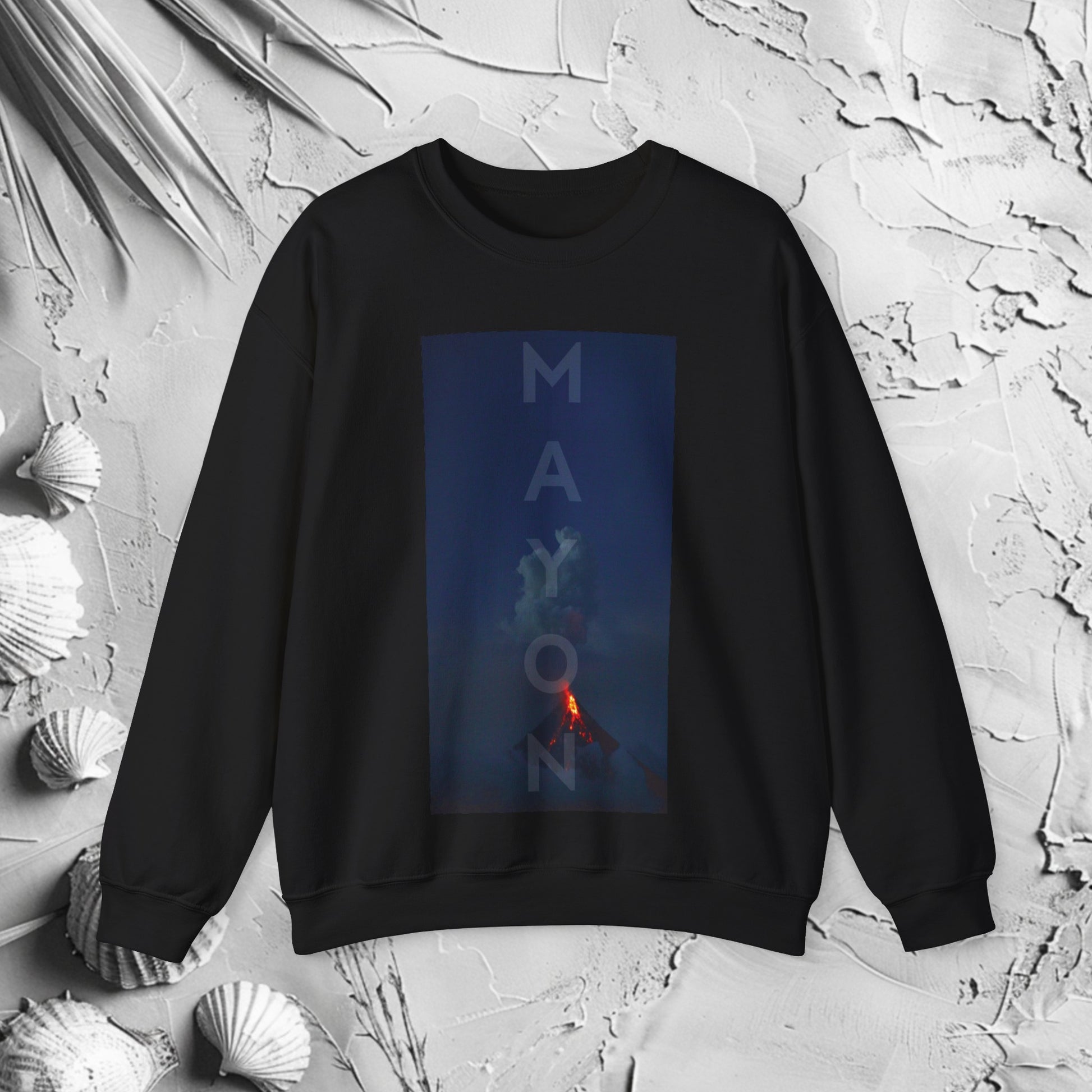 Mayon Crewneck Sweatshirt | Filipino Clothing Brand | HINIRANG. Discover the Mayon graphic crewneck by HINIRANG. An amazing piece of modern Filipino clothing, this stylish heavy blend crewneck combines comfort with a unique design, perfect for any casual outfit. Elevate your wardrobe with this standout piece.