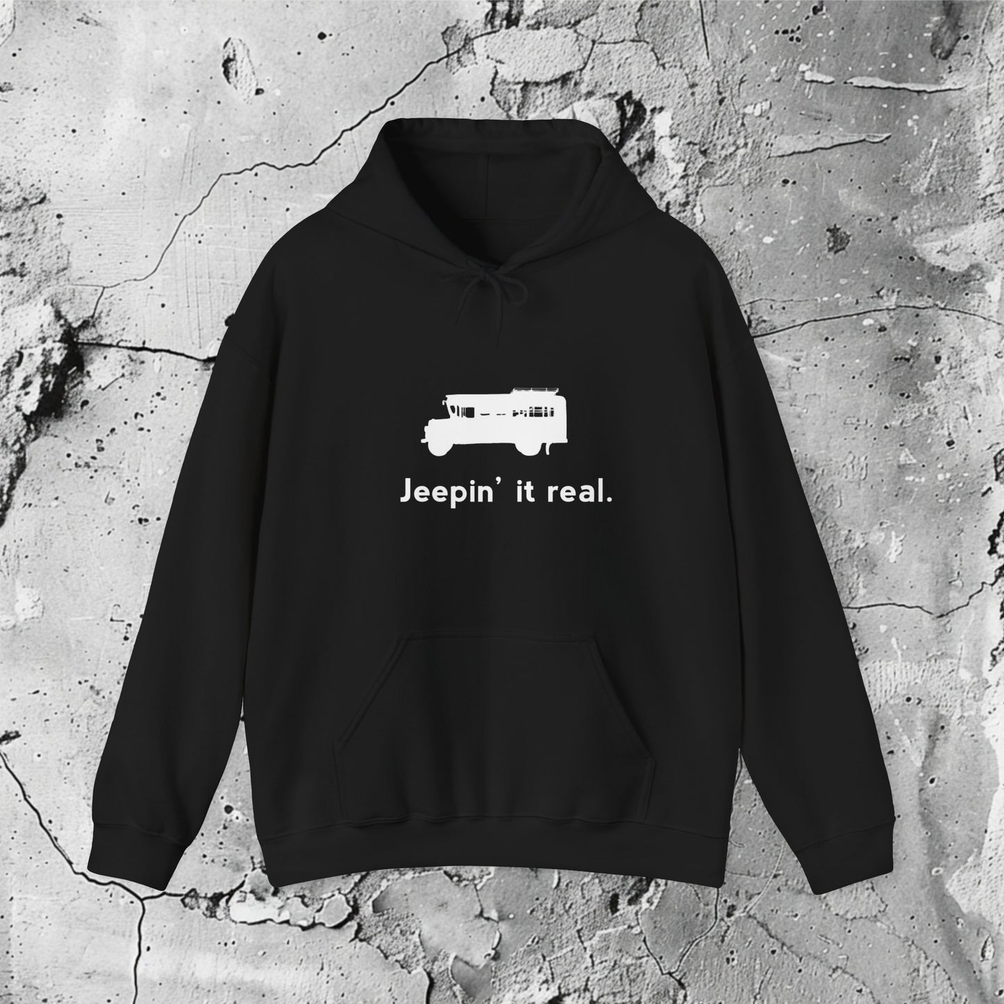 Jeepin' It Real White Graphic Hooded Sweatshirt