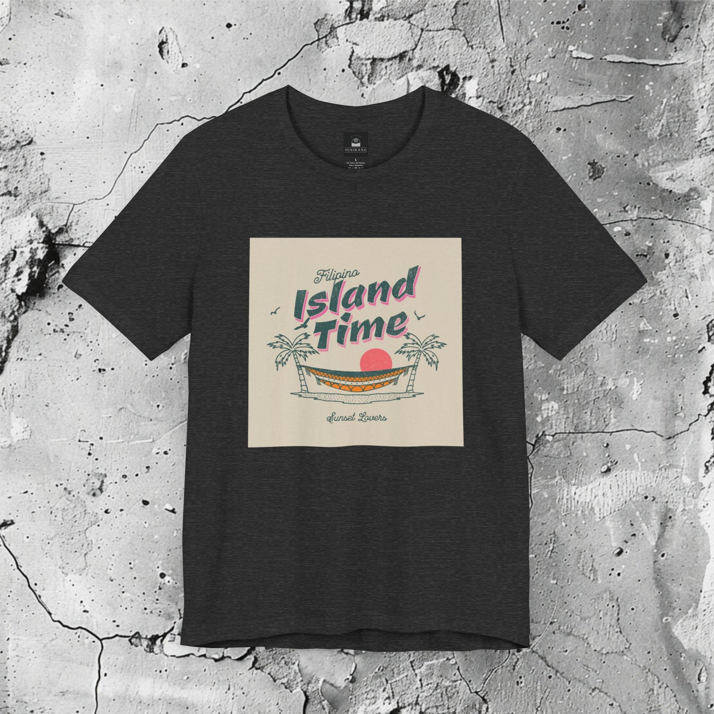 Graphic T-Shirt | Filipino Island Time Graphic T-Shirt | Filipino Clothing Brand | HINIRANG. Discover modern Filipino clothing that captures the ease and serenity of island life with our Filipino Island Time T-Shirt. Inspired by the laid-back rhythms of the Philippines, this tee embodies the warmth of the tropics and the joy of slowing down. Made for those who appreciate life’s simple pleasures, it’s a must-have for your casual wardrobe. Celebrate heritage with a fresh, contemporary style.