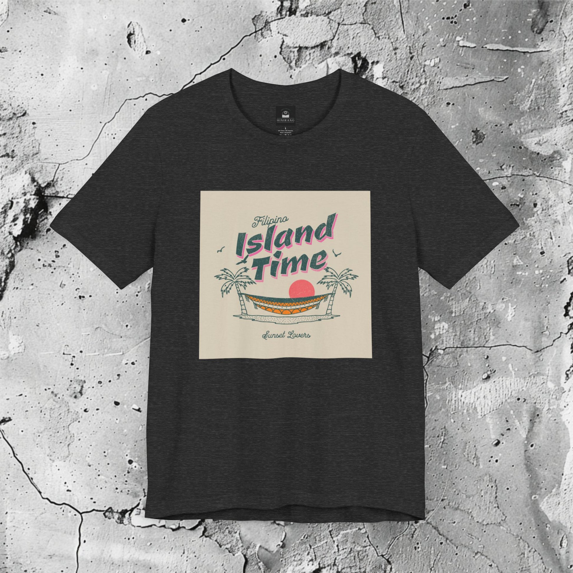 Graphic T-Shirt | Filipino Island Time Graphic T-Shirt | Filipino Clothing Brand | HINIRANG. Discover modern Filipino clothing that captures the ease and serenity of island life with our Filipino Island Time T-Shirt. Inspired by the laid-back rhythms of the Philippines, this tee embodies the warmth of the tropics and the joy of slowing down. Made for those who appreciate life’s simple pleasures, it’s a must-have for your casual wardrobe. Celebrate heritage with a fresh, contemporary style.