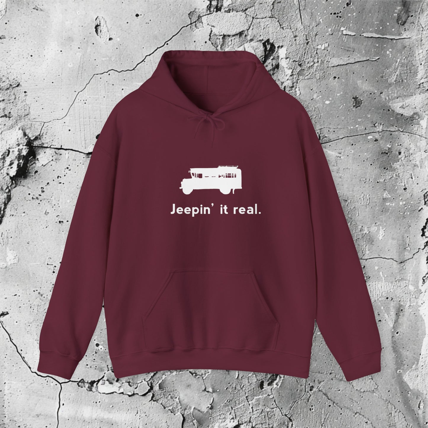 Jeepin' It Real White Graphic Hooded Sweatshirt