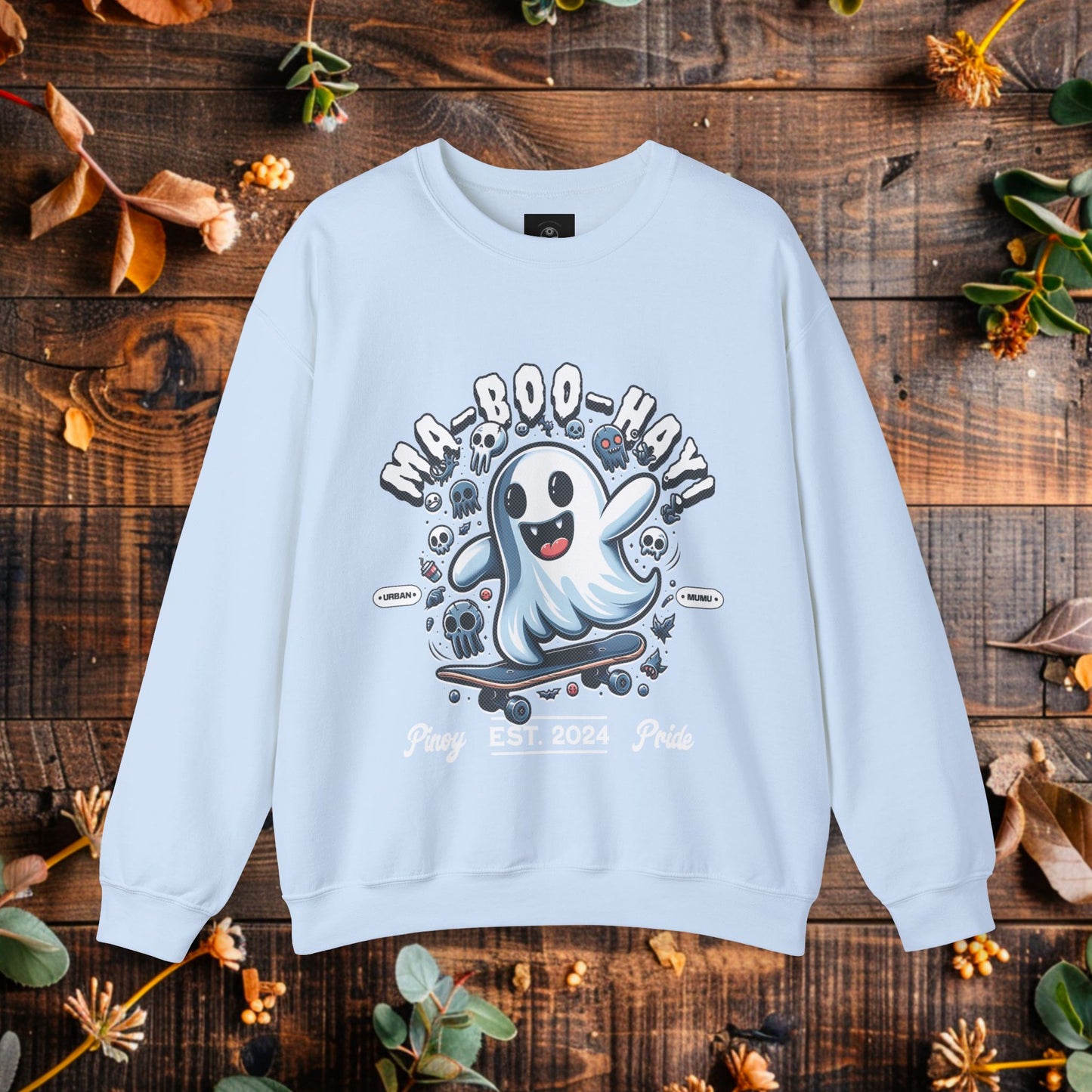 Ma-Boo-Hay! Crewneck Sweatshirt | Modern Filipino Clothing | HINIRANG. Get into the festive spirit with the 'Ma-Boo-Hay!' Halloween crewneck sweatshirt from Hinirang, a Filipino clothing brand that blends cultural pride with playful design. This cozy sweatshirt is perfect for celebrating Halloween with a Filipino twist, adding both comfort and style to your spooky season.