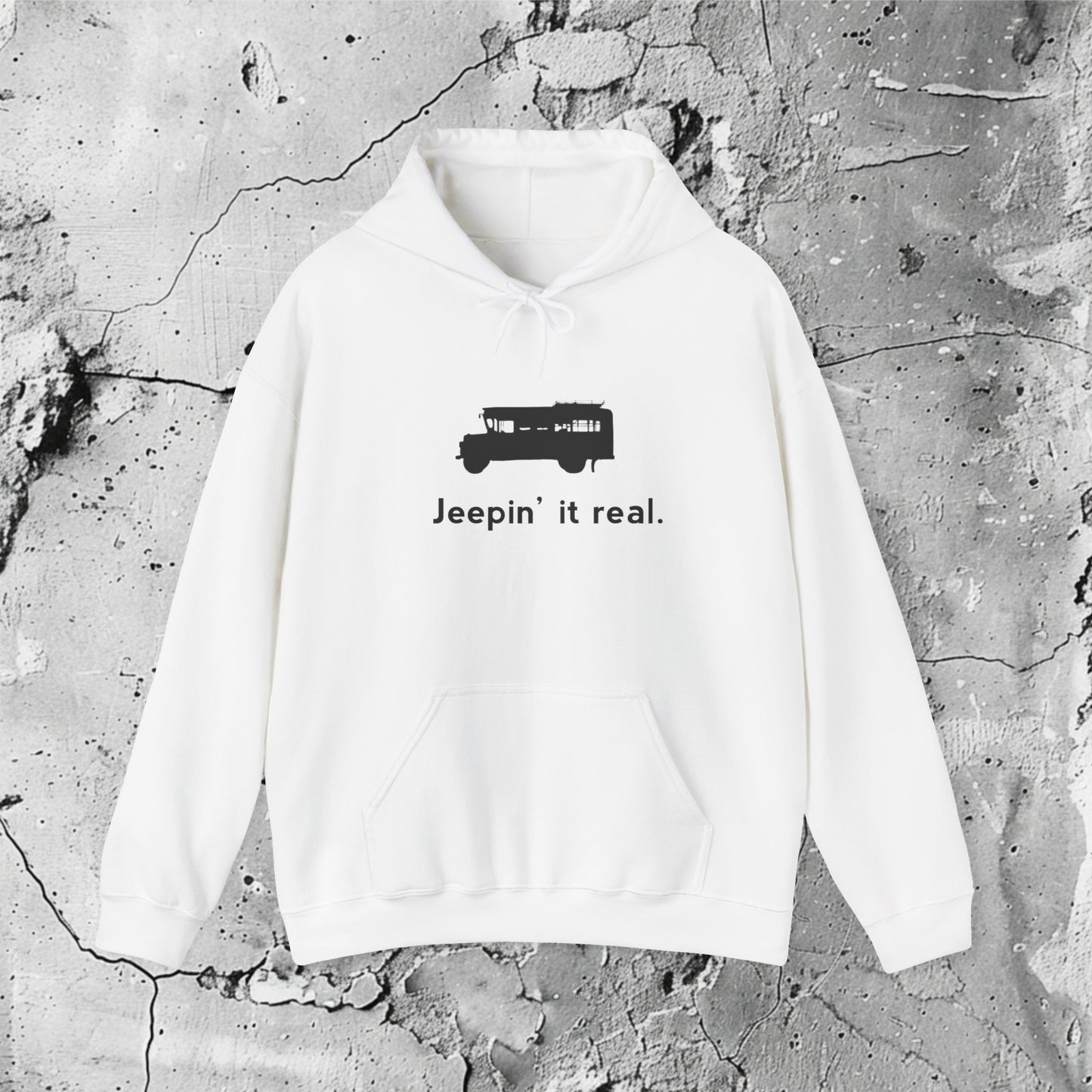 Jeepin' It Real  Black Graphic Hooded Sweatshirt