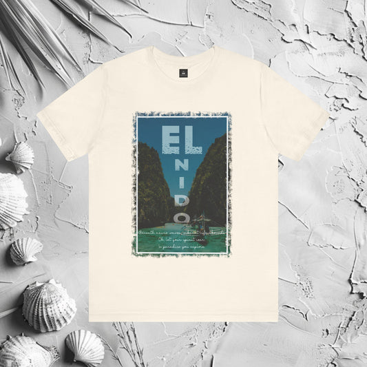 El Nido Graphic T-Shirt | Filipino Clothing Brand | HINIRANG. Discover comfort and style with our Knit Collar T-Shirt and El Nido Graphic T-Shirt. Express your identity with the HINIRANG collection of modern Filipino clothing today. Shop now!