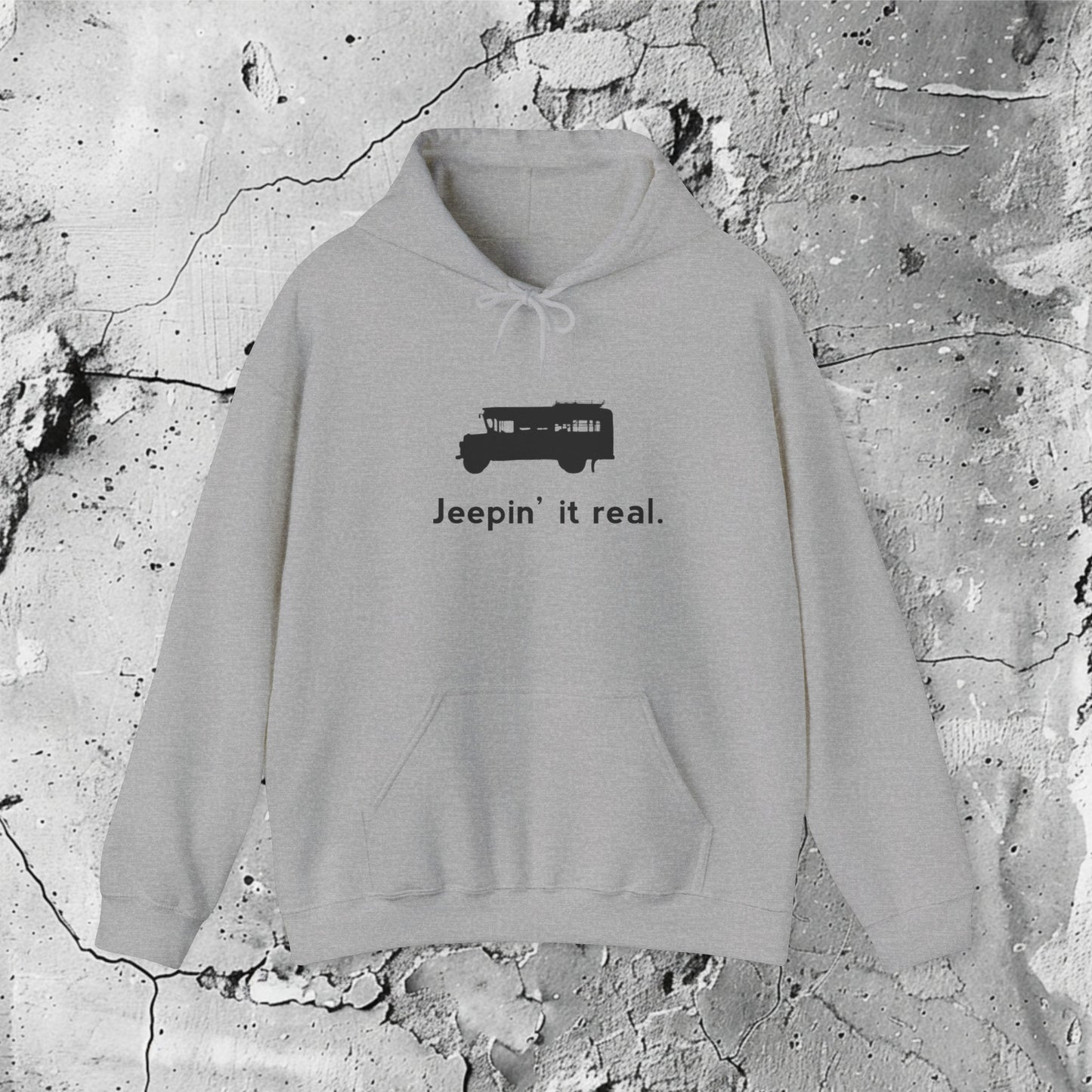 Jeepin' It Real  Black Graphic Hooded Sweatshirt