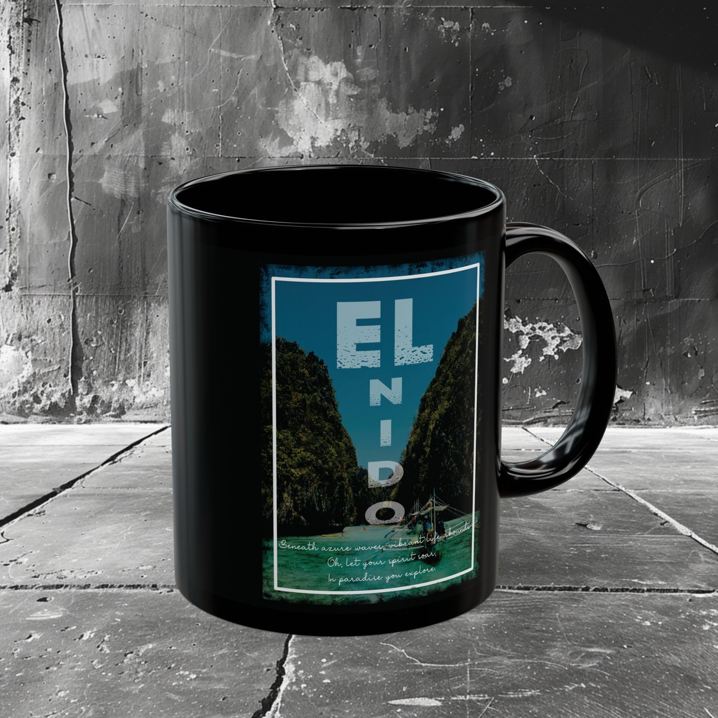 El Nido Coffee Mug | Gift Coffee Mug | HINIRANG. Experience the ideal combination of style and functionality with HINIRANG's ceramic Filipino coffee mug. Savor your favorite beverages in this sleek and durable mug, perfect for everyday use at home or in the office.