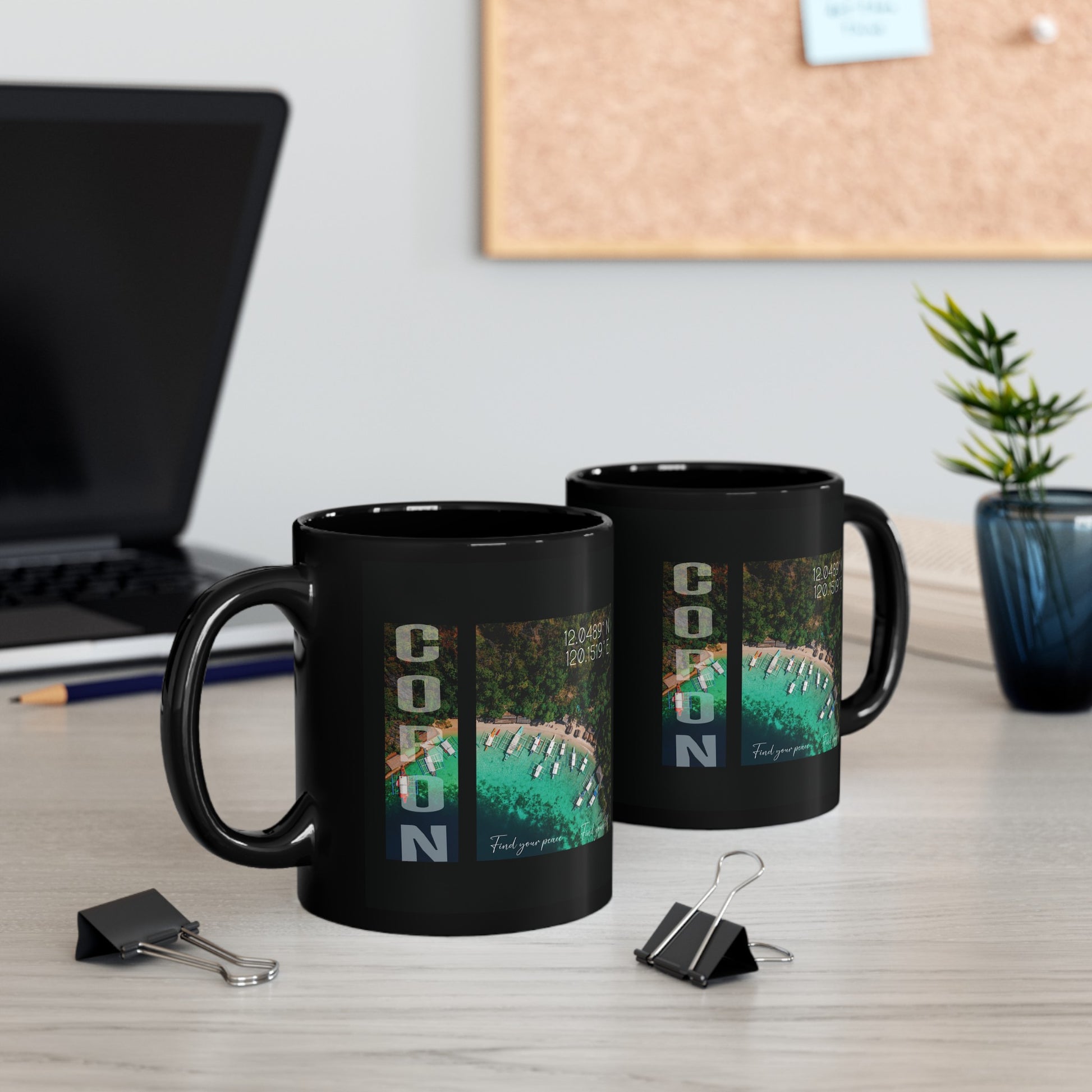 Black Printed Coffee Mug | Coron 11oz Coffee Mug | HINIRANG