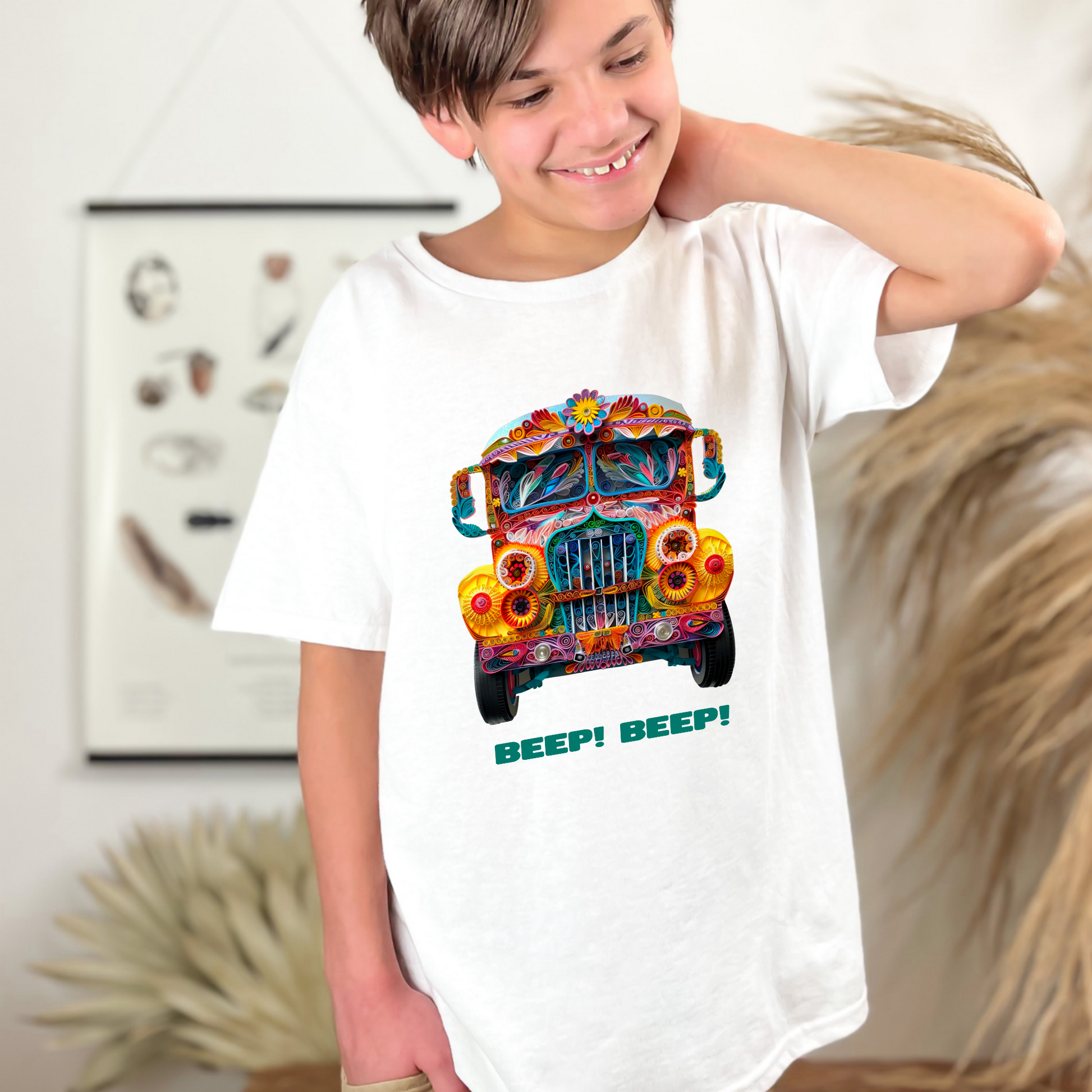 Elevate your kids' style with this Filipino clothing brand, fun graphic t-shirt for kids that is soft to the touch and a great choice for any season. A cultural icon that reflects the identity, values, and creativity of the Filipino people. Wear the Philippine jeepney with pride! Made with 100%, midweight, US cotton Soft to the touch and a great choice for any season Ribbed knit collar for curl resistance Fabric blends: Heather colors - 50% cotton, 50% polyester, Sport Grey - 90% cotton, 10% polyester