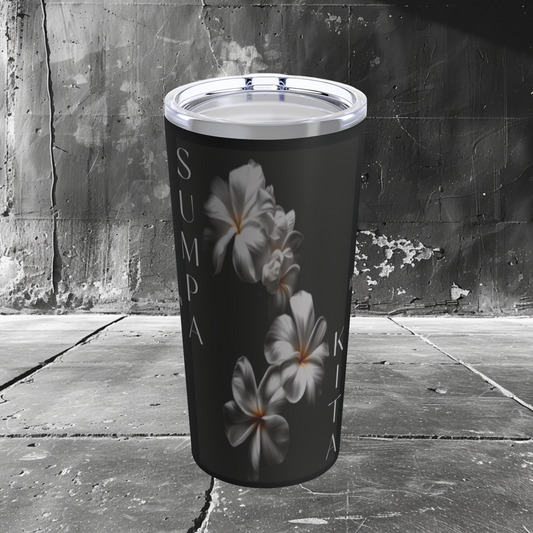 Sumpa Kita Stainless Steel Tumbler | Filipino Tumbler | HINIRANG. Stay hydrated on-the-go with our Philippines merchandise featuring this sleek tumbler!  How long can a promise last? An artistic depiction of a floral emblem, Philippines' national flower, sampaguita, featured in this double-wall insulation and stainless steel tumbler.