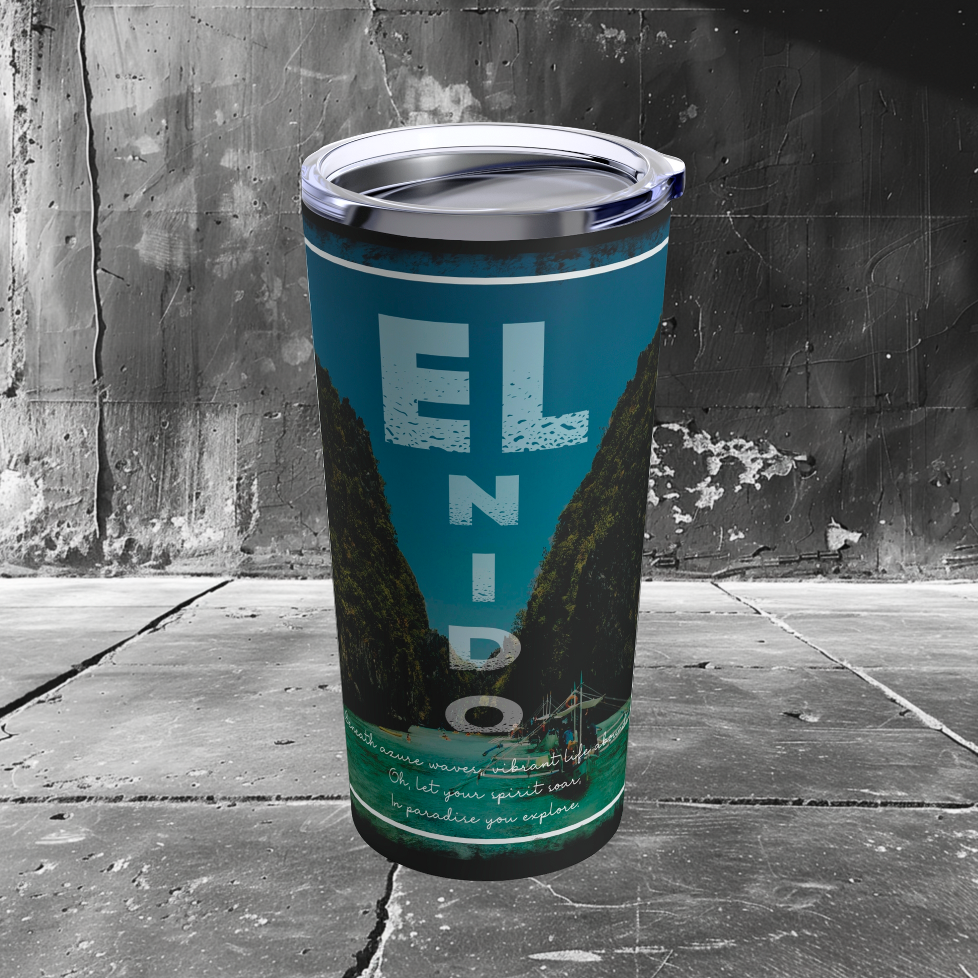 El Nido Stainless Steel Tumbler | Filipino Tumbler | HINIRANG. Keep your drinks at the perfect temperature with this Stainless Steel Tumbler. This 20 oz HINIRANG tumbler is durable, stylish, and ideal for on-the-go hydration.